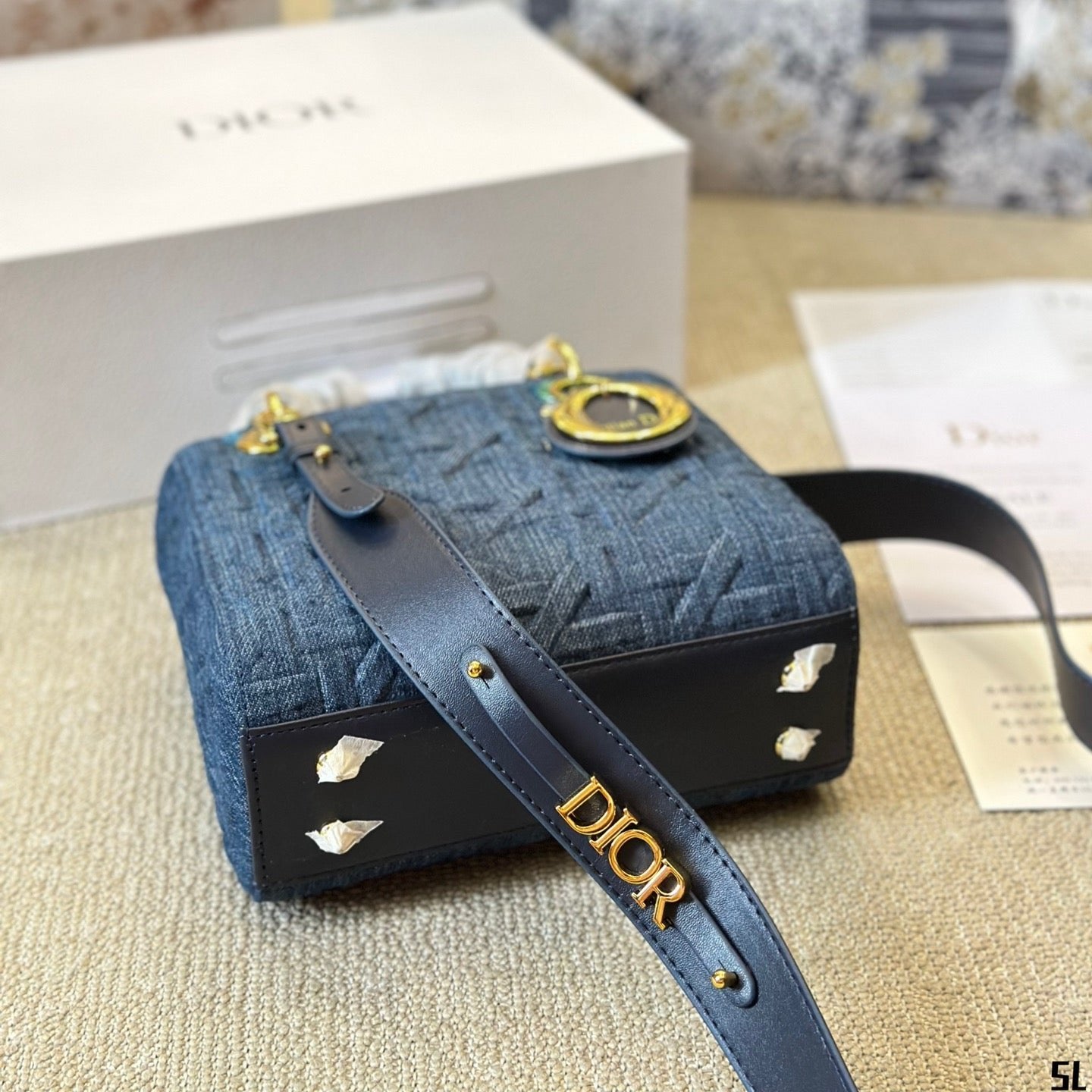 Blue Graphic Cannage Denim Small Lady Bag