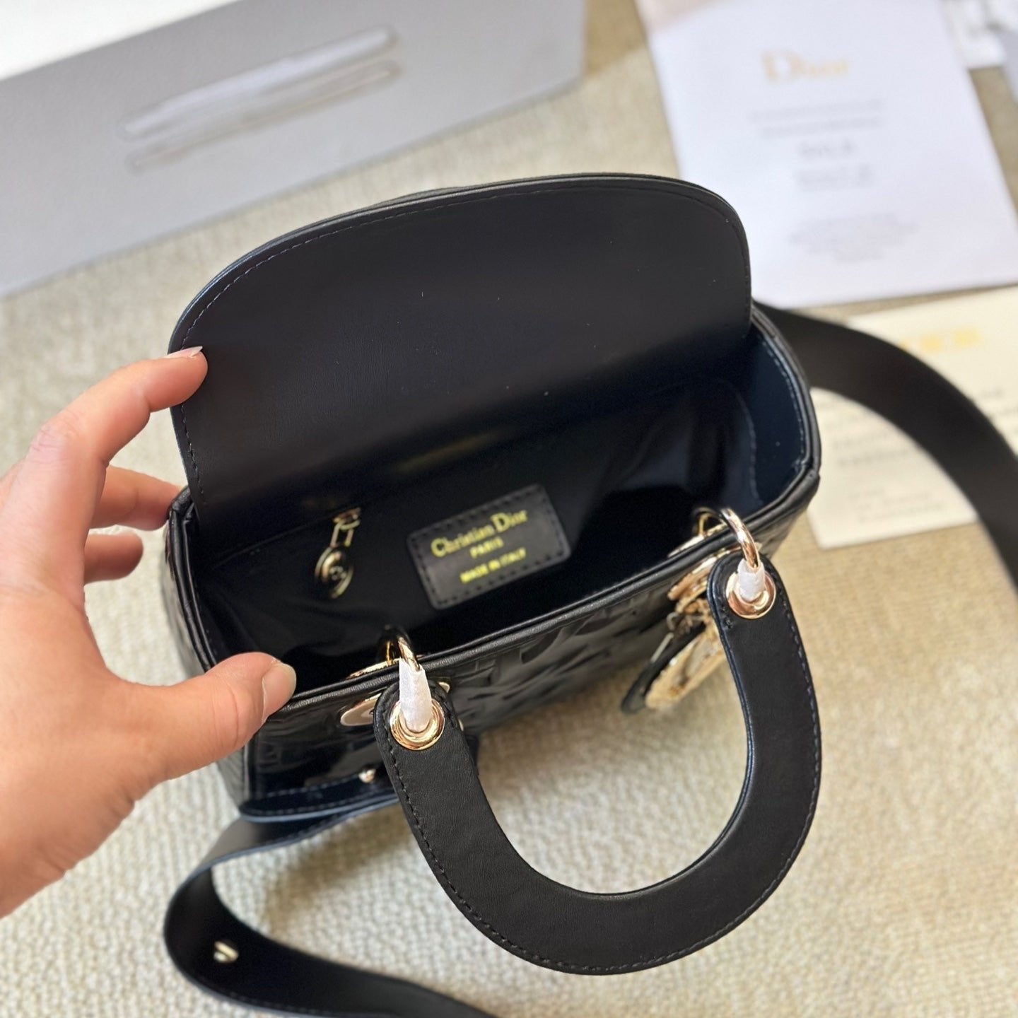 Black Graphic Cannage Small Lady Bag