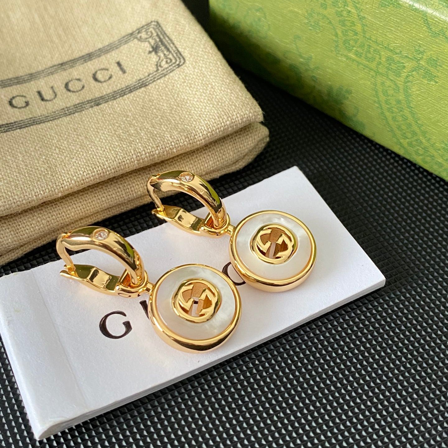 Vintage Round Pendant Hoop Earrings