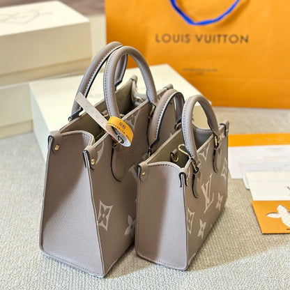 Leather Embossed Grey Onthego Tote Bag