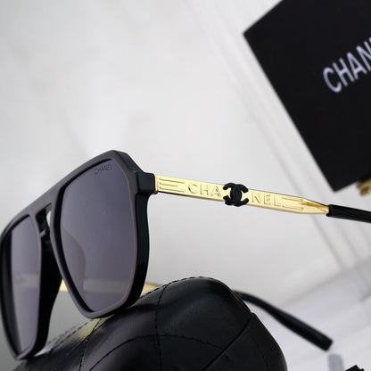 Fashion Letter Logo Large Frame Metal Sunglasses