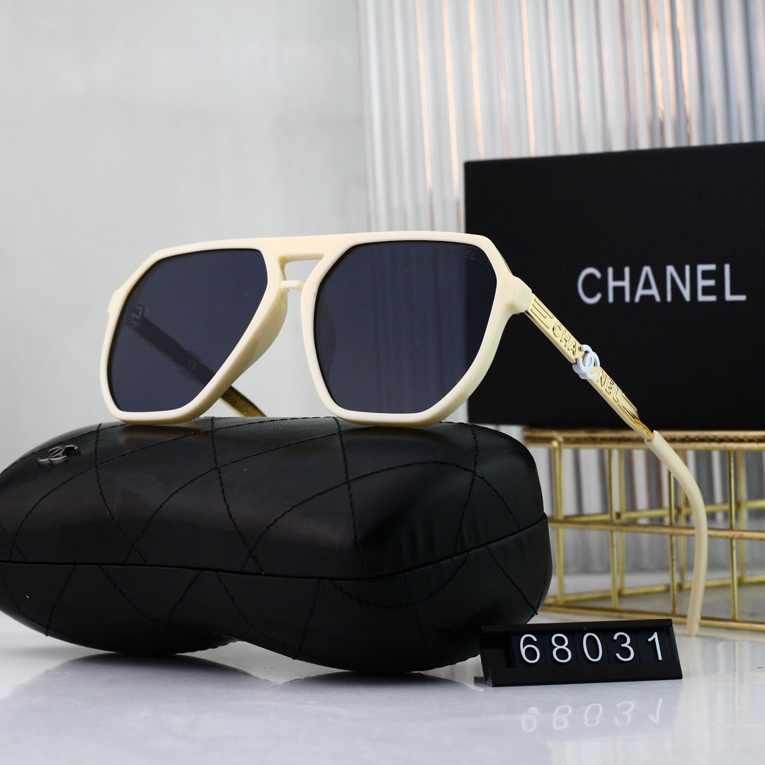 Fashion Letter Logo Large Frame Metal Sunglasses