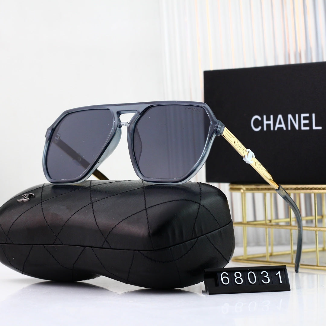 Fashion Letter Logo Large Frame Metal Sunglasses