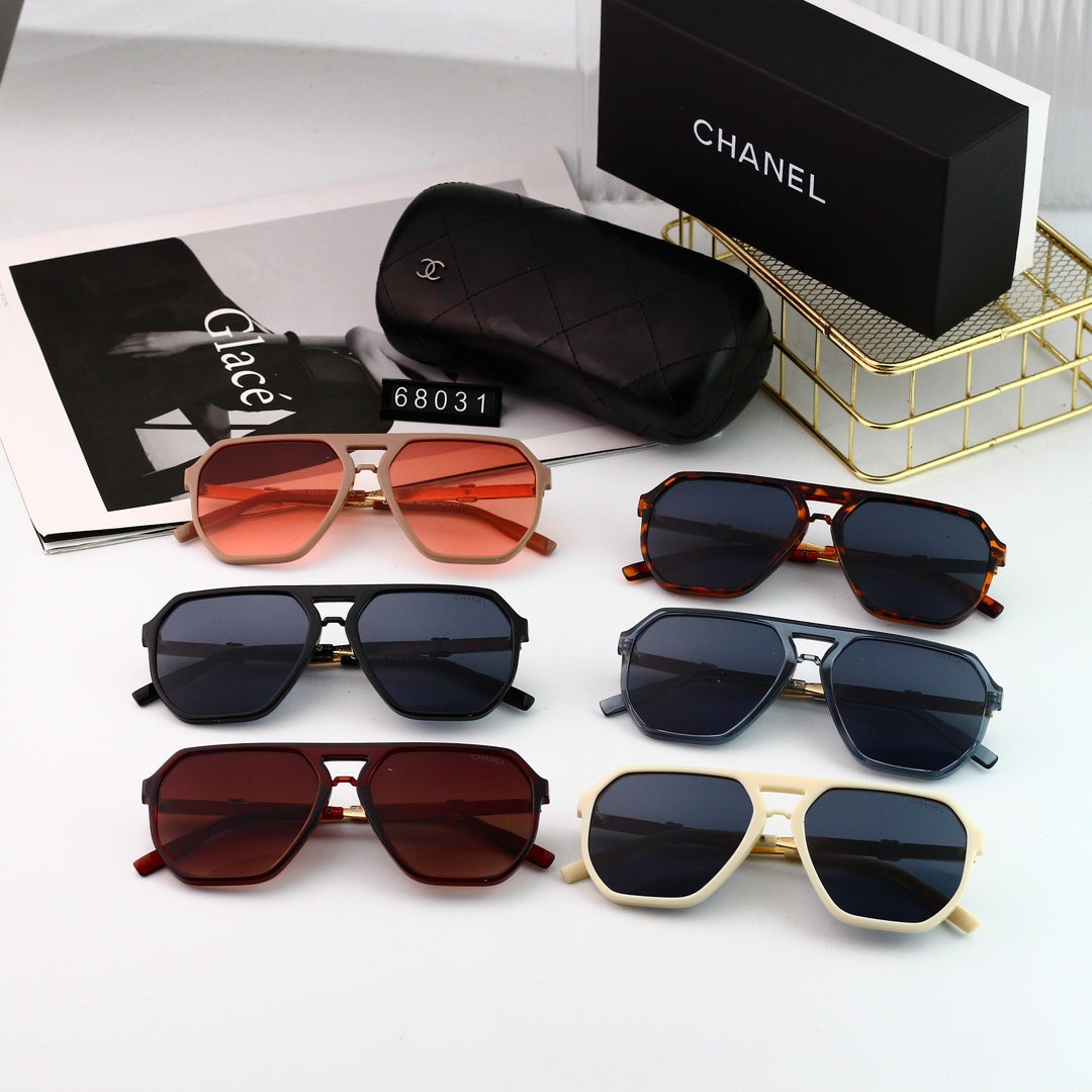 Fashion Letter Logo Large Frame Metal Sunglasses