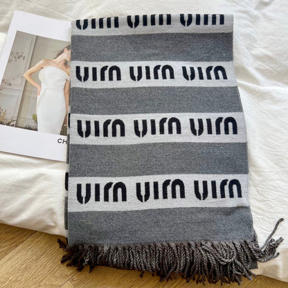 Elegant Color Stitching Stripes Scarf