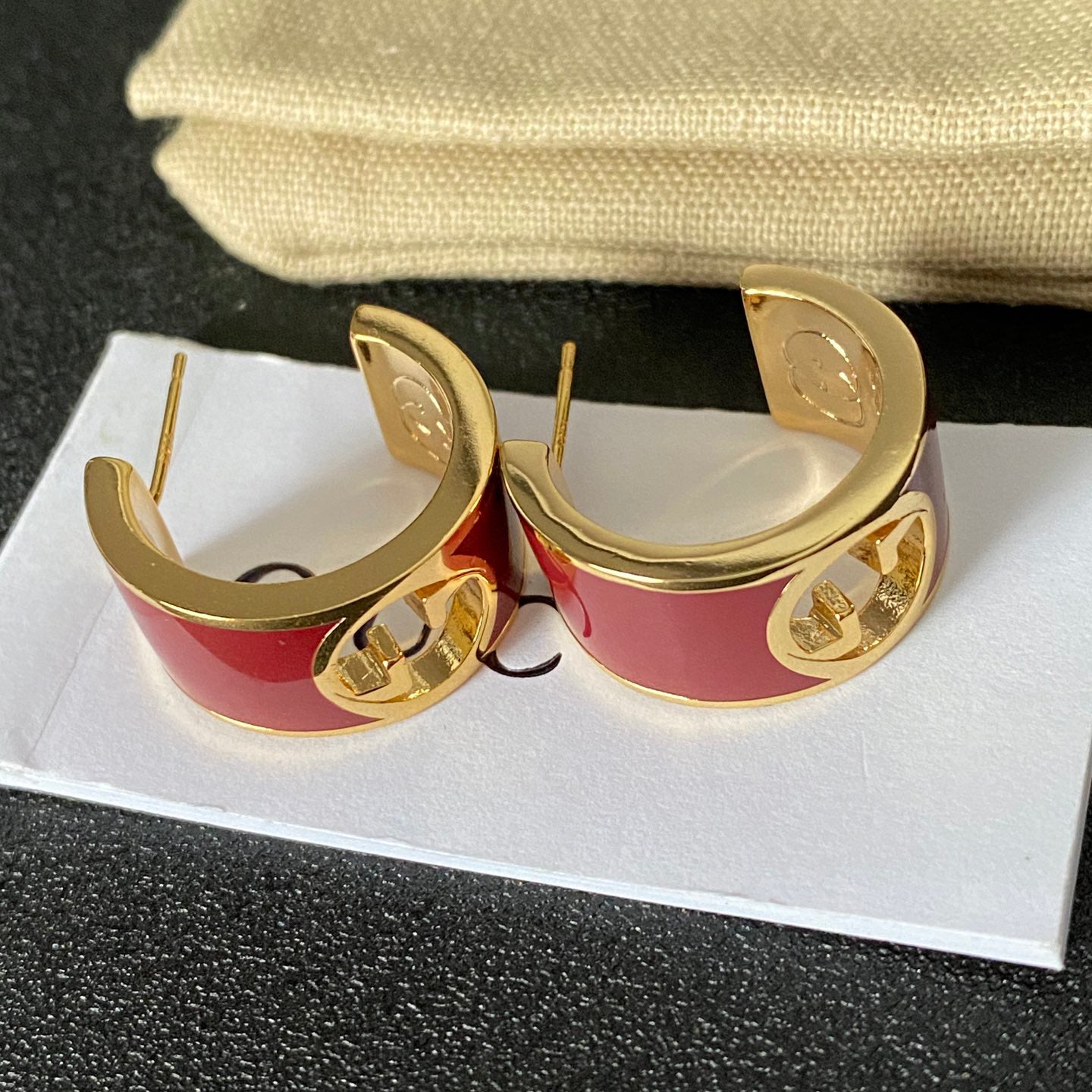 Hollow Enamel Half Hoop Earrings