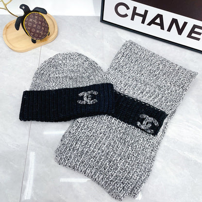 Fashion Knitted Hat + Scarf Set