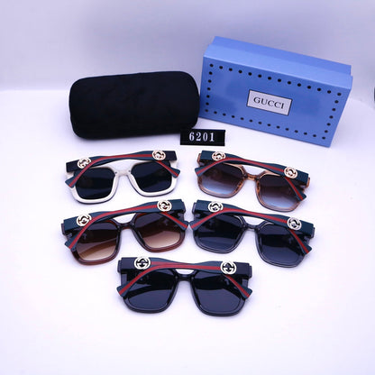 Vintage Contrast Stripes Temple Sunglasses