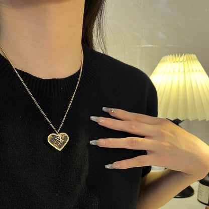 Titanium Steel Leather Heart-Shaped necklace