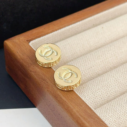 Round Mini Relief Gold Stud Earrings