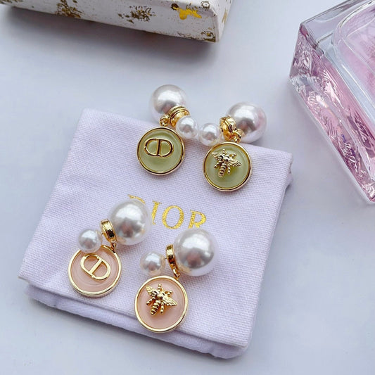 Asymmetric Bee Pearl Earrings