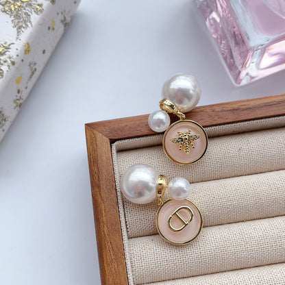 Asymmetric Bee Pearl Earrings