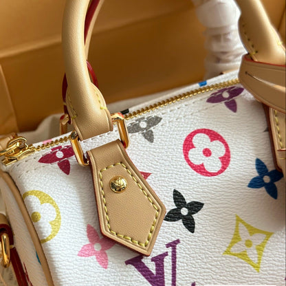 Colorful Embossed White Bow Bag