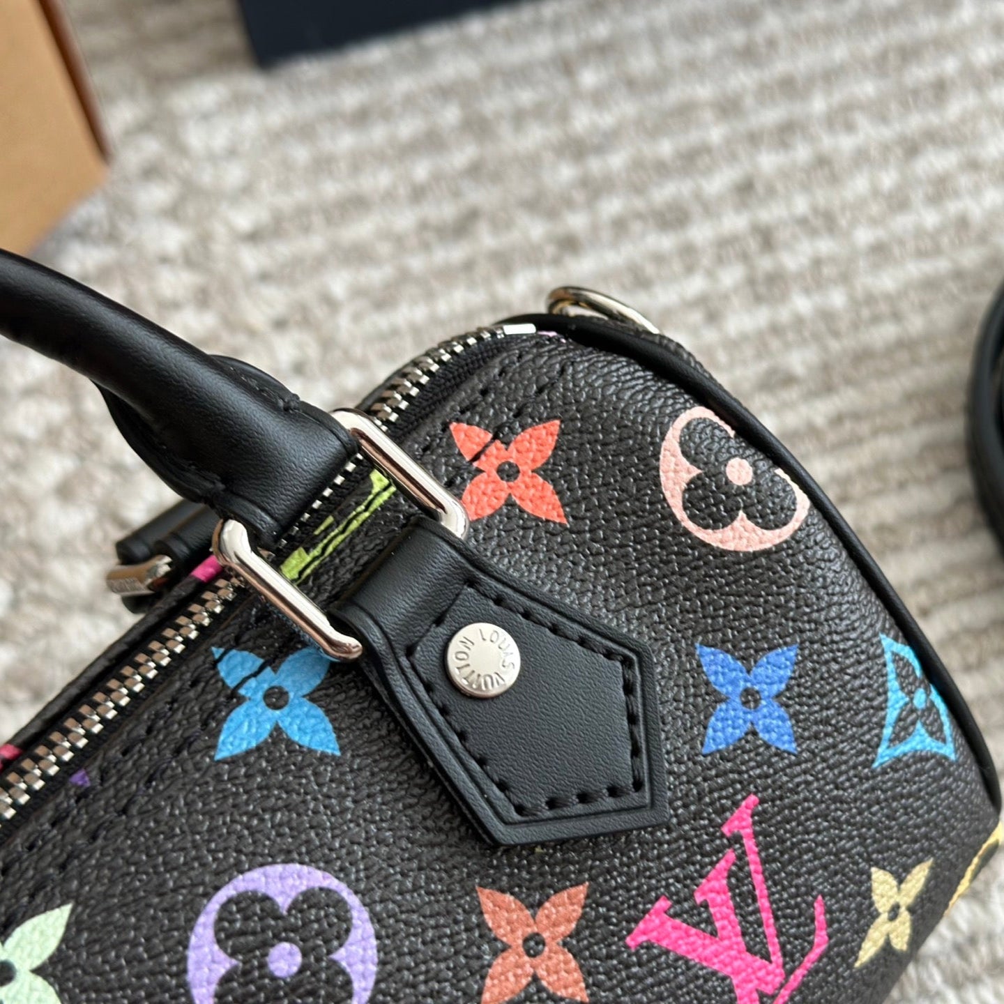 Colorful Embossed Black Bow Bag