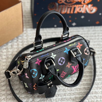 Colorful Embossed Black Bow Bag