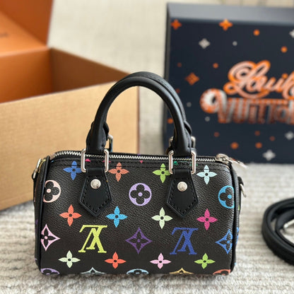 Colorful Embossed Black Bow Bag