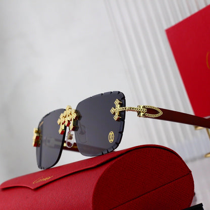 Vintage Gold Cross Frameless Sunglasses