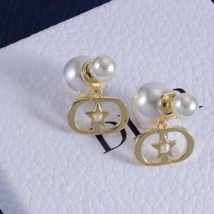 Fashion Retro Star CD Pearl Earrings