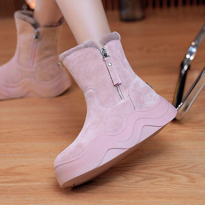 Winter new pink thick-soled snow boots【Wide Width】