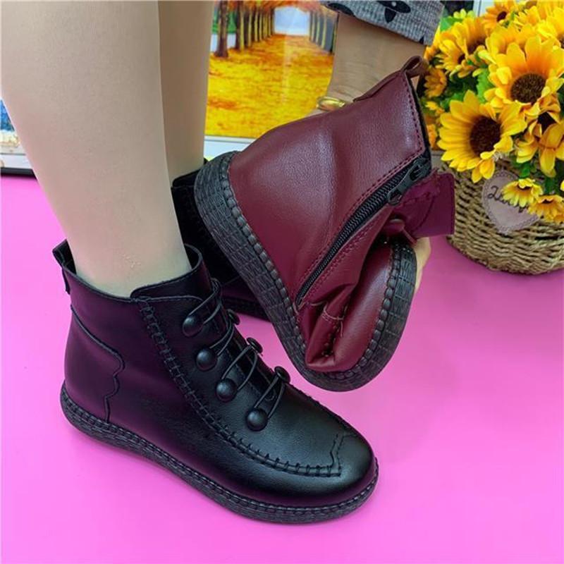 Flat Soft Leather Winter Cashmere Cotton Shoes