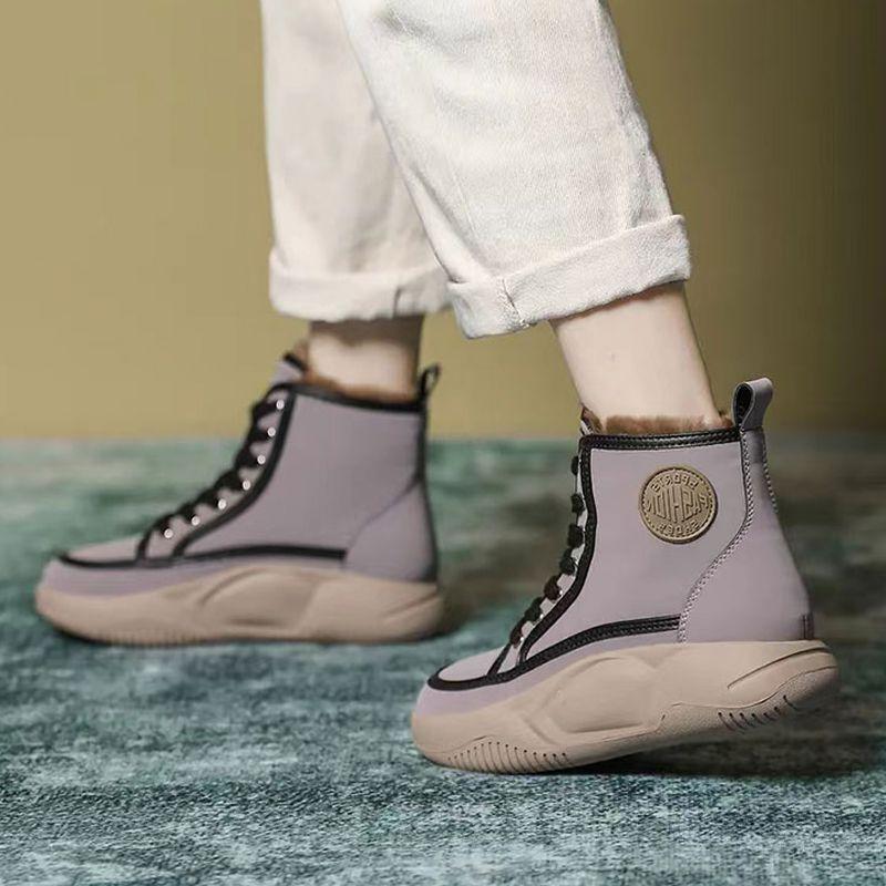 Autumn and winter women's new fleece high top snow boots