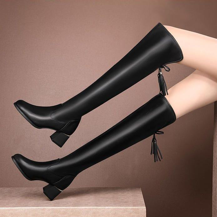 Bow Elastic Soft Warm Short Heel Comfortable Boots