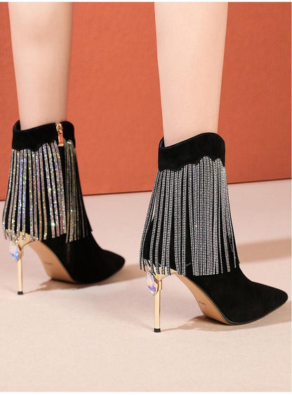 Fringed Rhinestone Boots