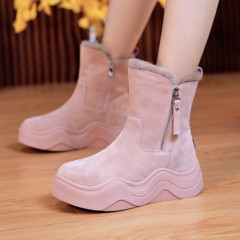 Winter new pink thick-soled snow boots【Wide Width】