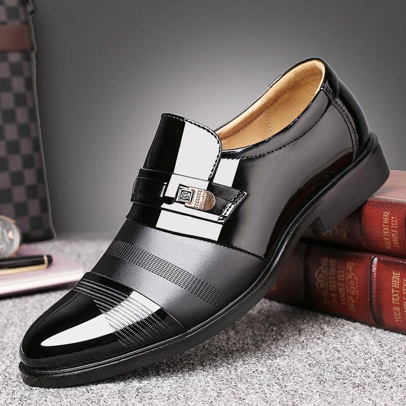 Men Cap Toe Pointed Toe Slip On Business Formal Shoes