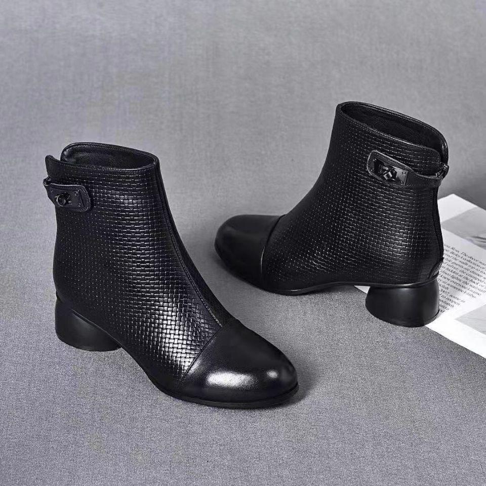 Women's thick heel soft leather boots