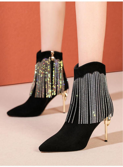 Fringed Rhinestone Boots