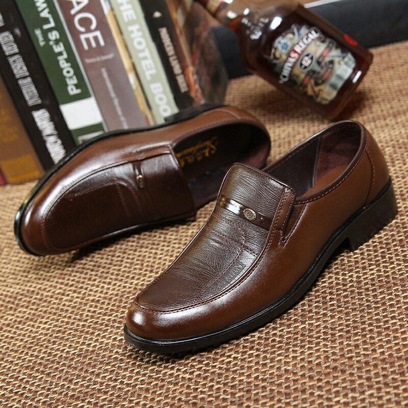 Men Soft Leather Slip On Business Casual Shoes