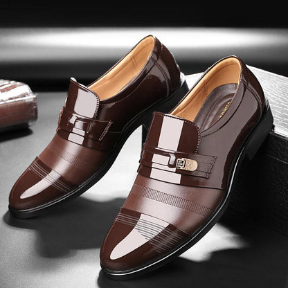 Men Cap Toe Pointed Toe Slip On Business Formal Shoes