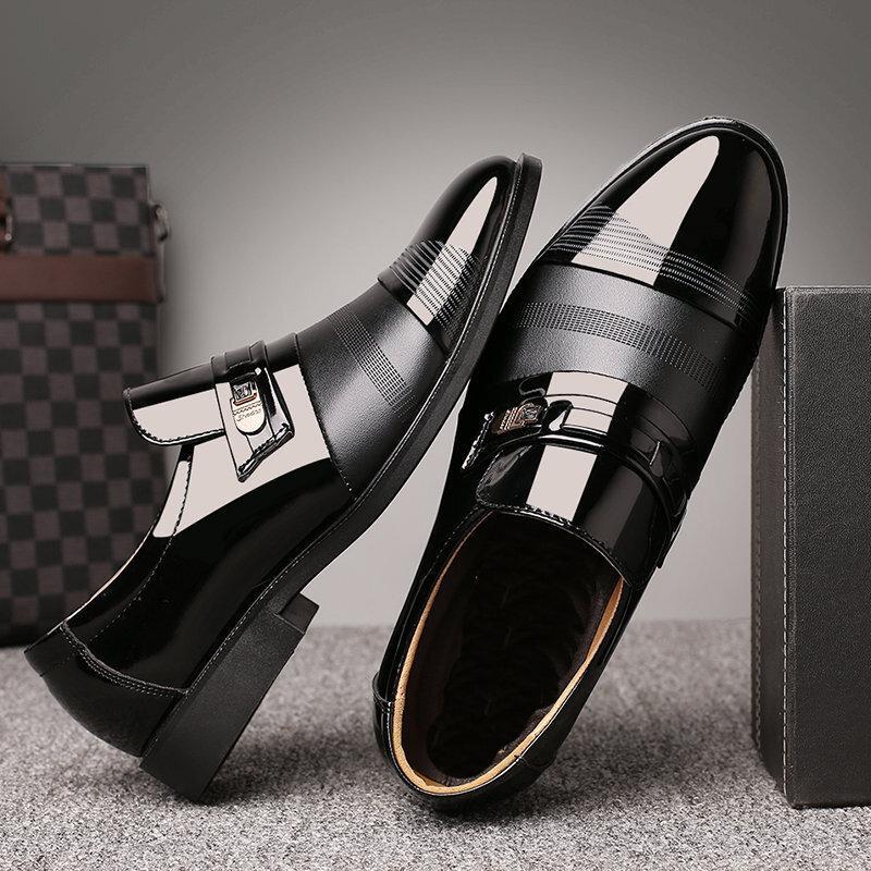 Men Cap Toe Pointed Toe Slip On Business Formal Shoes