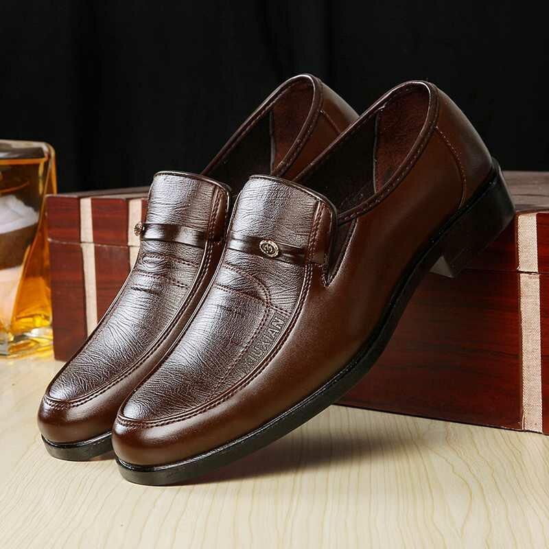 Men Soft Leather Slip On Business Casual Shoes