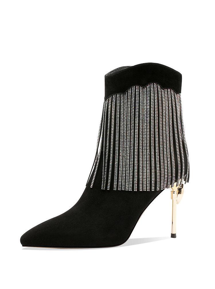 Fringed Rhinestone Boots