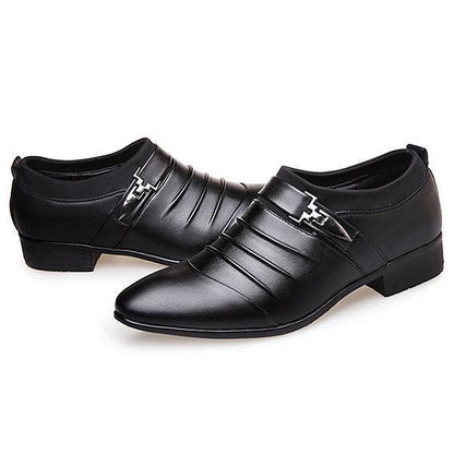 Men Classic Metal Buckle Ponited Toe Business Dress Wedding Shoes