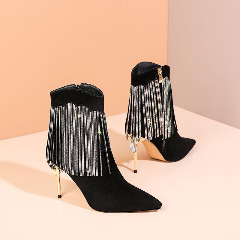 Fringed Rhinestone Boots