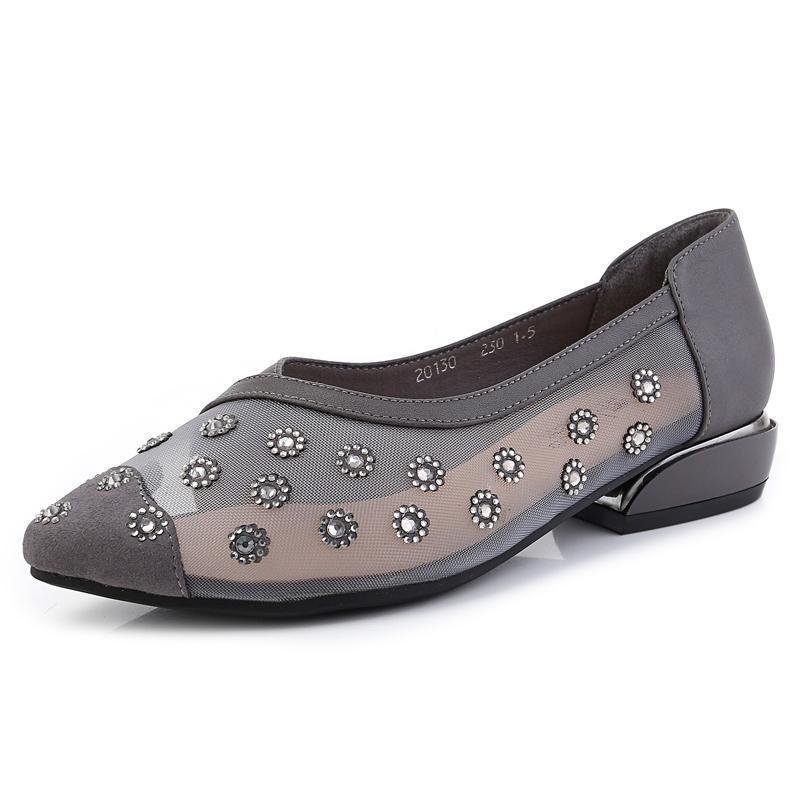 New hollow flat shoes breathable Rhinestone women's shoes