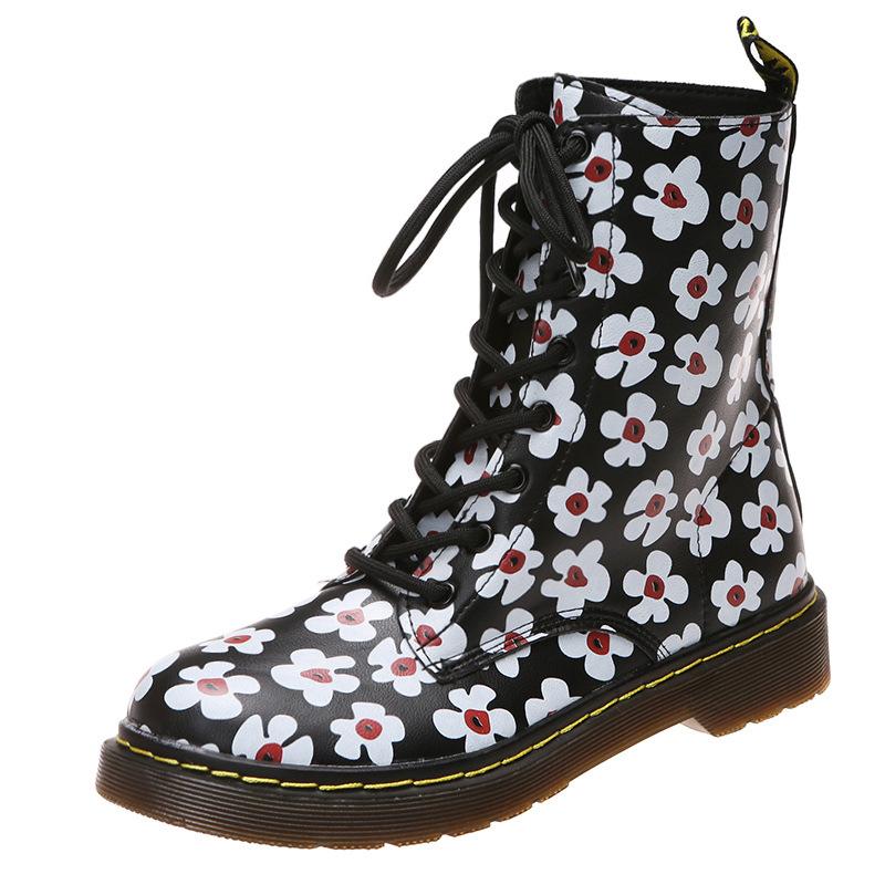 Autumn and winter new printed high top Martin boots