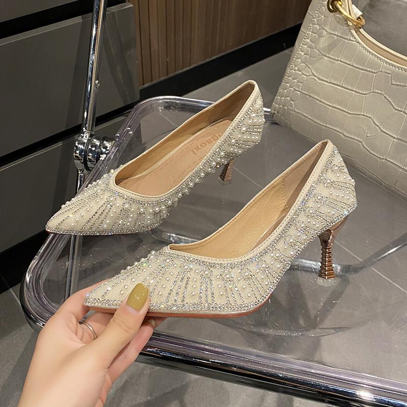 French pearl rhinestone casual shoes