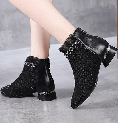 Lace mesh high heel boots