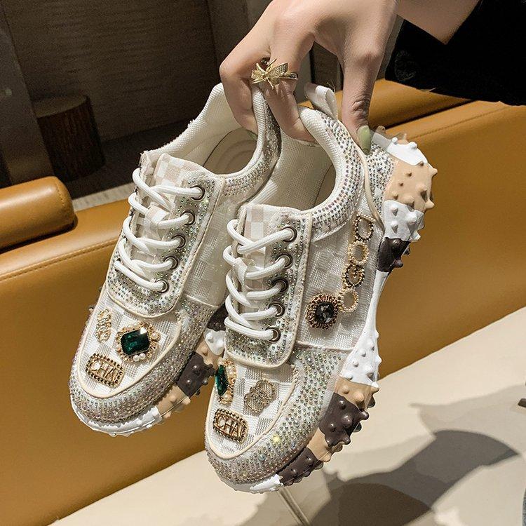 2023 New Flat Mesh Rhinestone Casual Sneakers