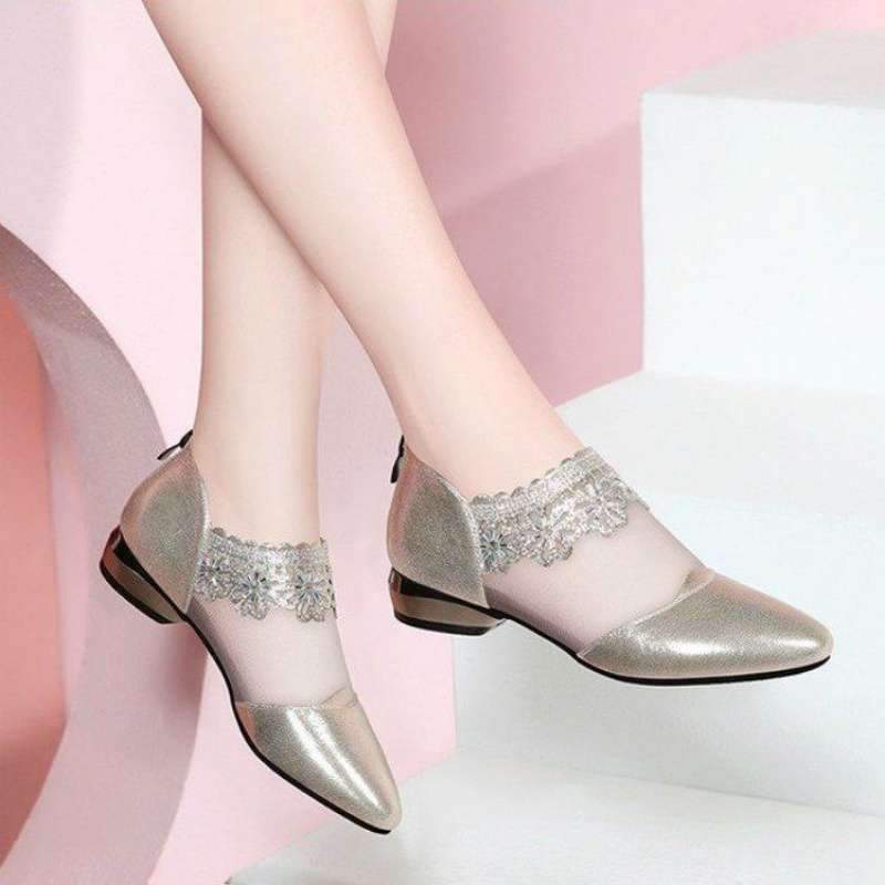 New comfortable and versatile flat mesh stiletto women's shoes