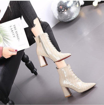 Fashion high heel leather boots