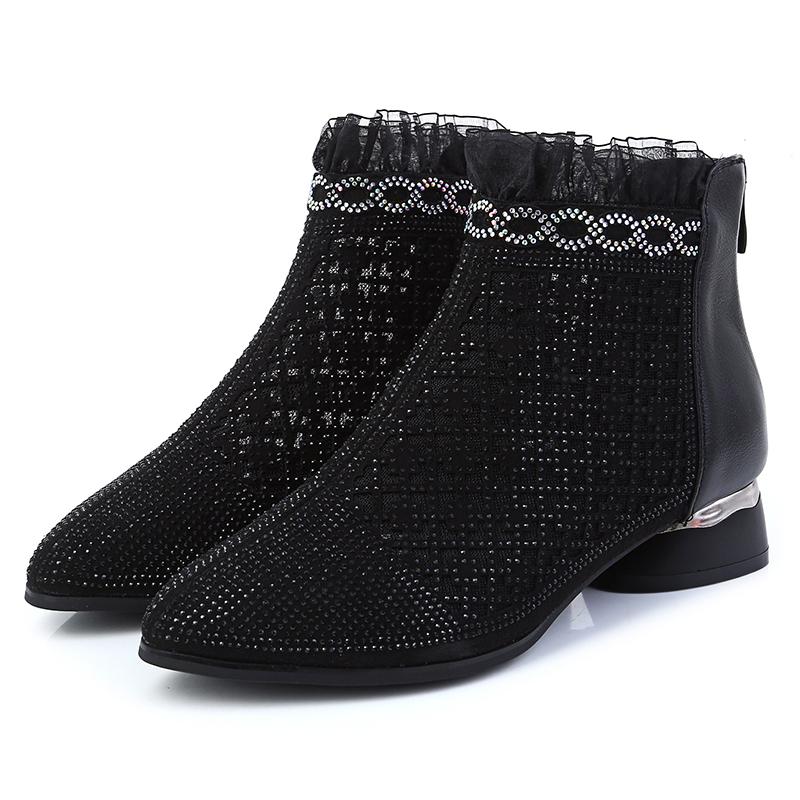 Lace mesh high heel boots