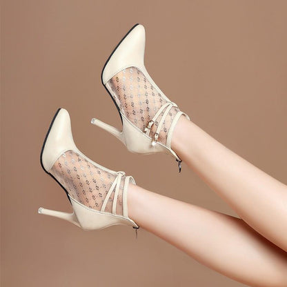 New mesh high top transparent fashion women's shoes