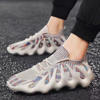 Couples stretch breathable wide foot flyknit casual shoes