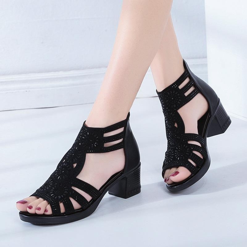 Bohemian Black Crystal Sandals