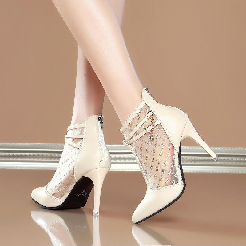 New mesh high top transparent fashion women's shoes